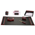 Rosewood 7 Piece Wood & Leather Desk Set